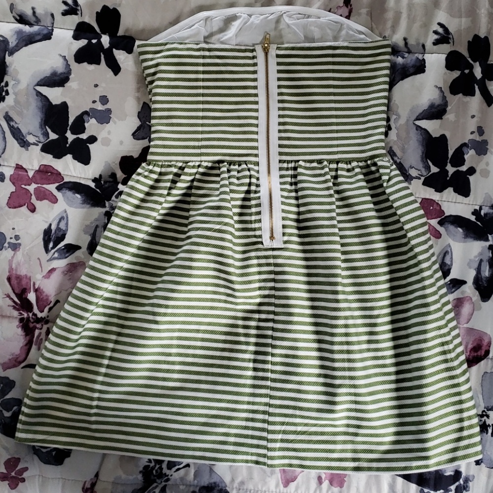 Green/white stripes strapless dress - Picture 2 of 3